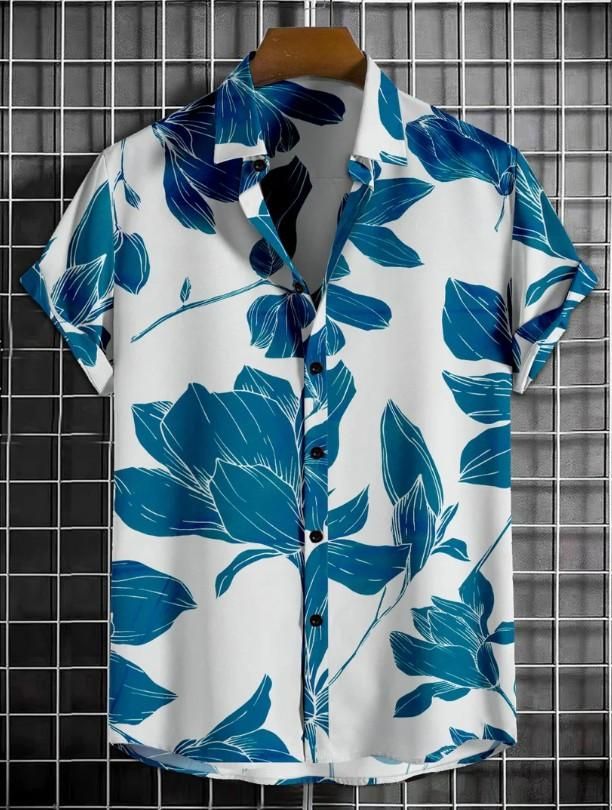 4.9 ⭐⭐⭐⭐⭐ Men's Printed Half Sleeves Regular Collar Casual Shirt