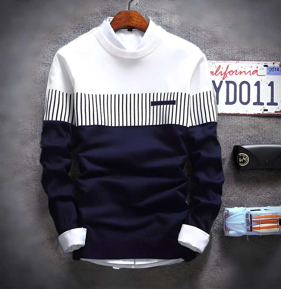 5.0 ⭐⭐⭐⭐⭐ Cotton Color Block Full Sleeves Mens T-Shirt