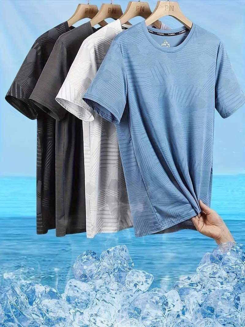 5.0 ⭐⭐⭐⭐⭐Men's Round Neck Polyester Casual T-shirt (Pack of 4)