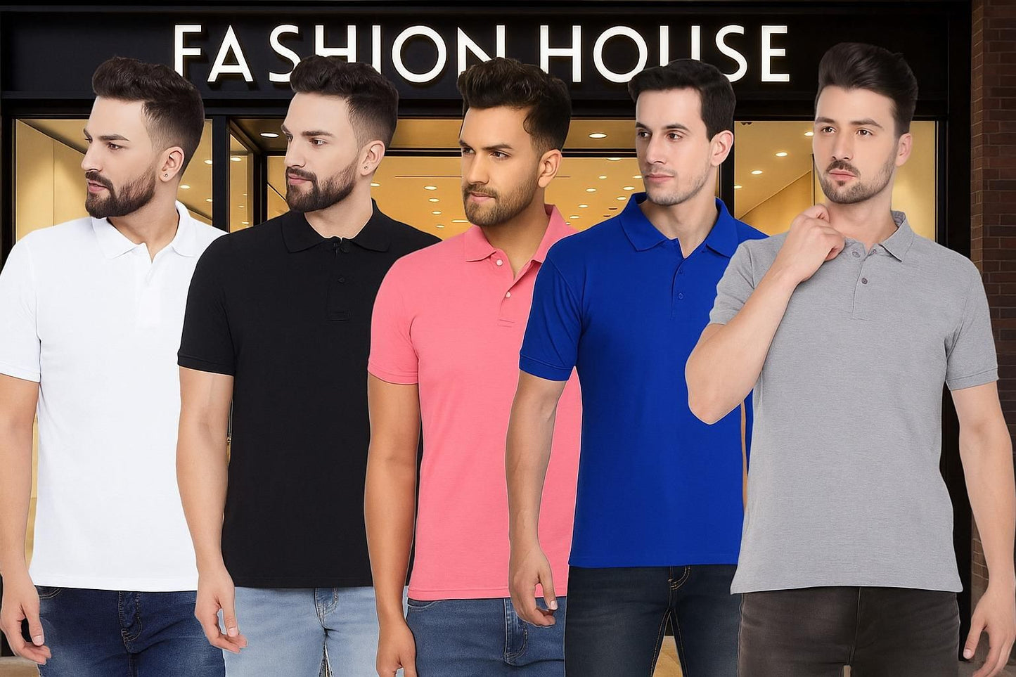 5.0⭐⭐⭐⭐⭐ Poly Matte Solid Half Sleeves Mens Polo T-Shirt Pack Of 5