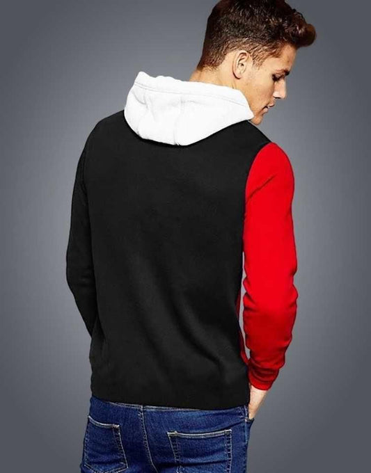 5.0 ⭐⭐⭐⭐⭐ Cotton Blend Color Block Full Sleeves Hooded T-Shirt
