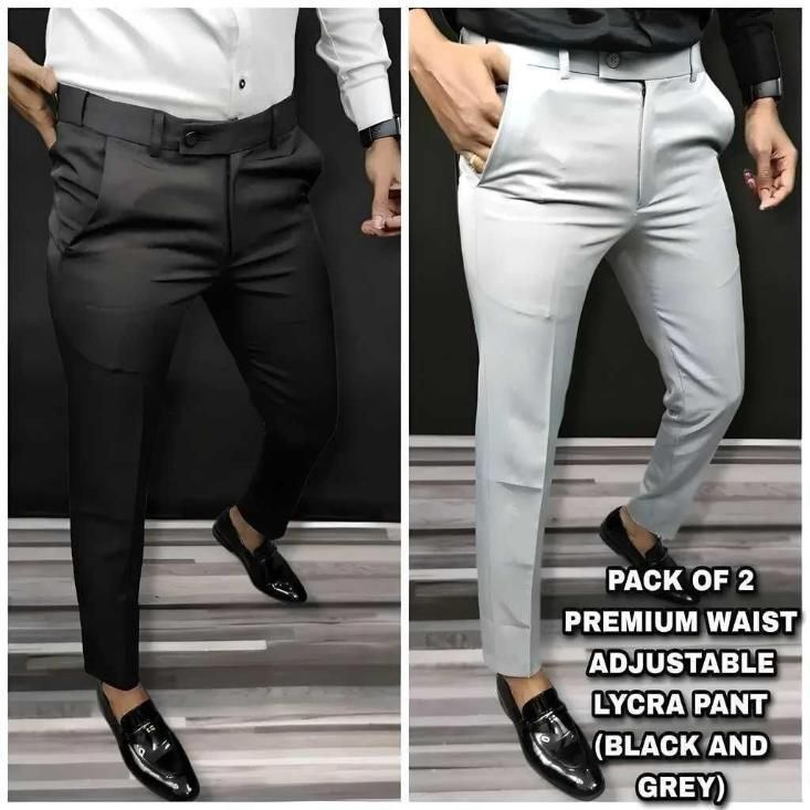 4.9 ⭐⭐⭐⭐Premium Waist Adjustable Lycra Men's Trouser (Pack of 2)