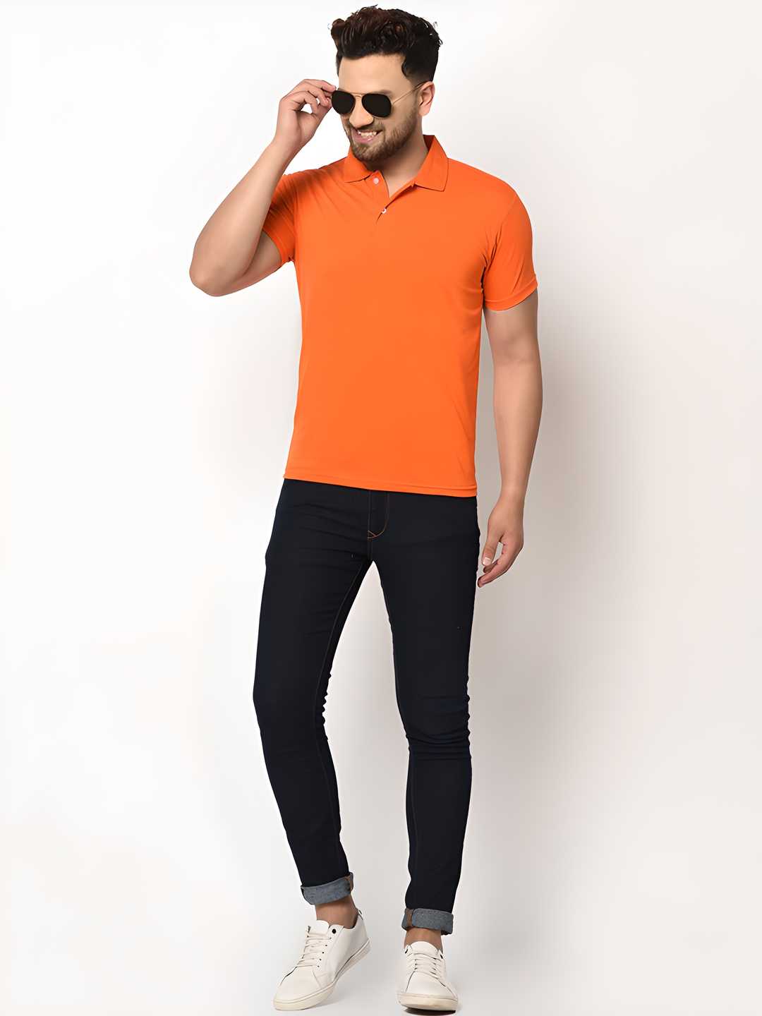 5.0 ⭐⭐⭐⭐⭐Cotton Blend Solid Half Sleeves Mens Polo T-Shirt