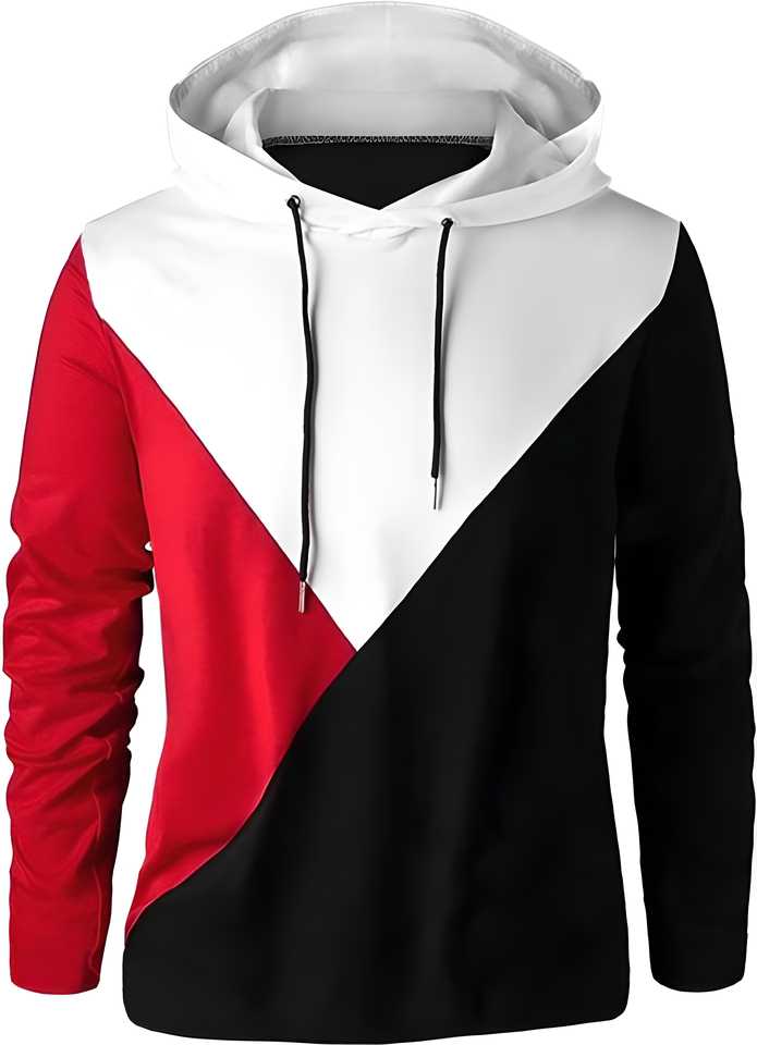 5.0 ⭐⭐⭐⭐⭐ Cotton Blend Color Block Full Sleeves Hooded T-Shirt