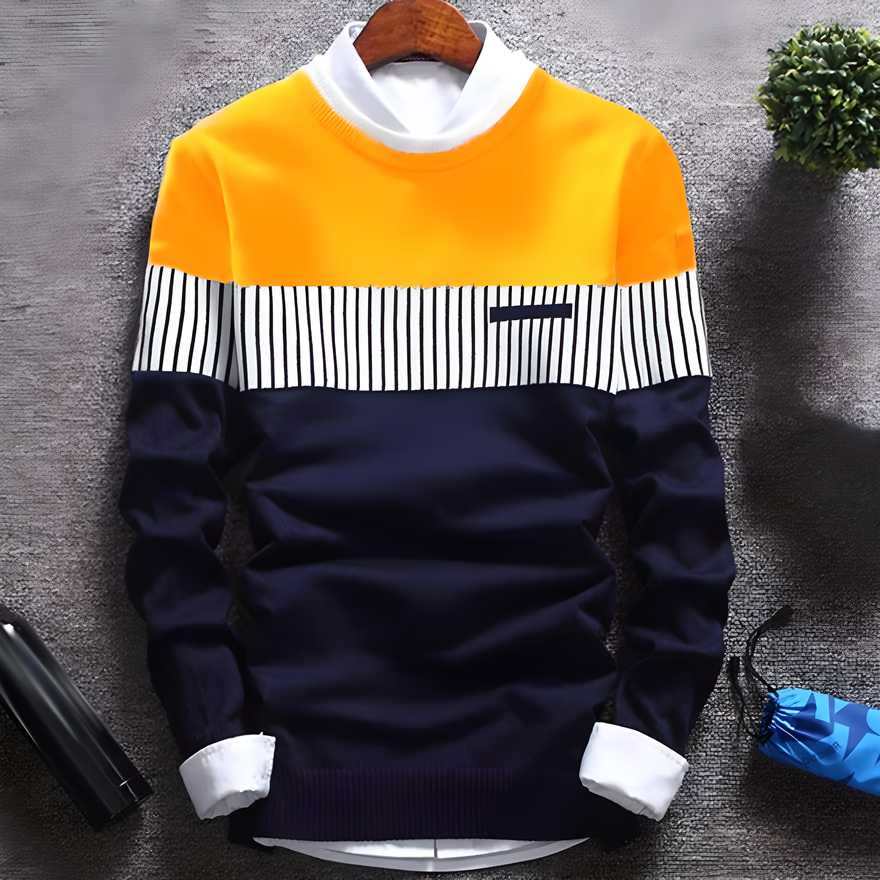 5.0 ⭐⭐⭐⭐⭐ TRYTHIS Cotton Stripes Full Sleeves Round Neck Mens T-Shirt